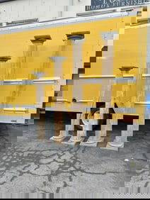 (4) older wood columns, tallest measures 93" high to show scale, some age cracks, overall