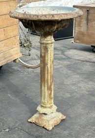 Wonderful older cast iron urn or bird bath with wonderful patina and wear, structurally sound,