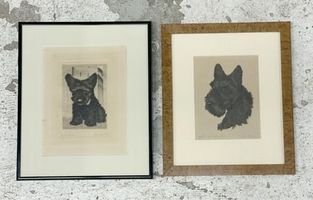 Lisa Balsie ( American 20th c ) (2) Scottish Terrier etchings, in overall nice condition. One is