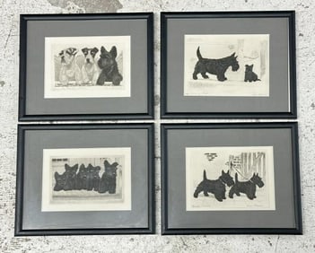 (4) LISA BALSIE ( American 20th c ) etchings, all in nice condition, signed, and in matching frames.