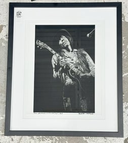 Elliot Landy signed photograph of Jimi Hendrix 1968, at Fillmore East, New York City. From