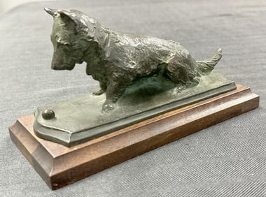 Louise Hobbs Allen (- 1953) Wonderful SCOTTISH TERRIER bronze signed on base dates ( MCMXIV ) 1914,