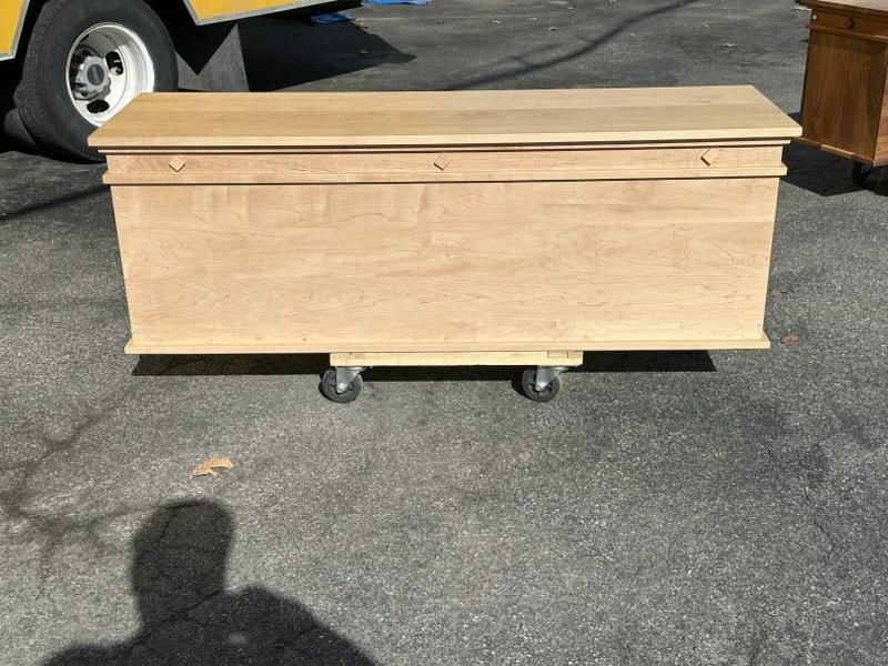 Custom made white maple blanket box - storage box, cedar lined bottom inside, structurally sound,: Custom made white maple blanket box - storage box, cedar lined bottom inside, structurally sound, beautifully made and clean. From nice Hudson Valley home in Hudson Valley. Measures 60" wide x 18" dee