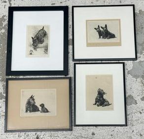 Morgan Dennis (1892 - 1960) (4) signed SCOTTISH TERRIER etchings, (3) are titled ( IT'S A WISE ????