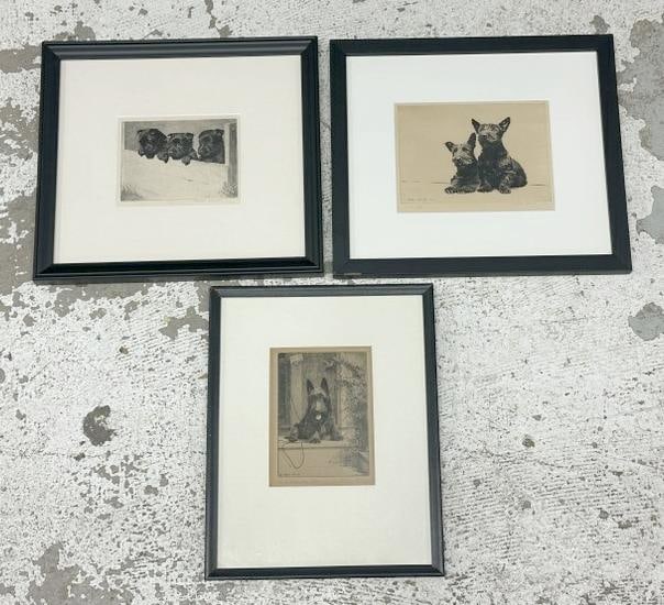 Morgan Dennis (1892 - 1960) (3) signed etchings, all pencil signed, (2) are titled ( WHAT'S UP &: Morgan Dennis (1892 - 1960) (3) signed etchings, all pencil signed, (2) are titled ( WHAT'S UP & other is illegible to read ), nice overall estate condition, all in black frames, to show scale the lar