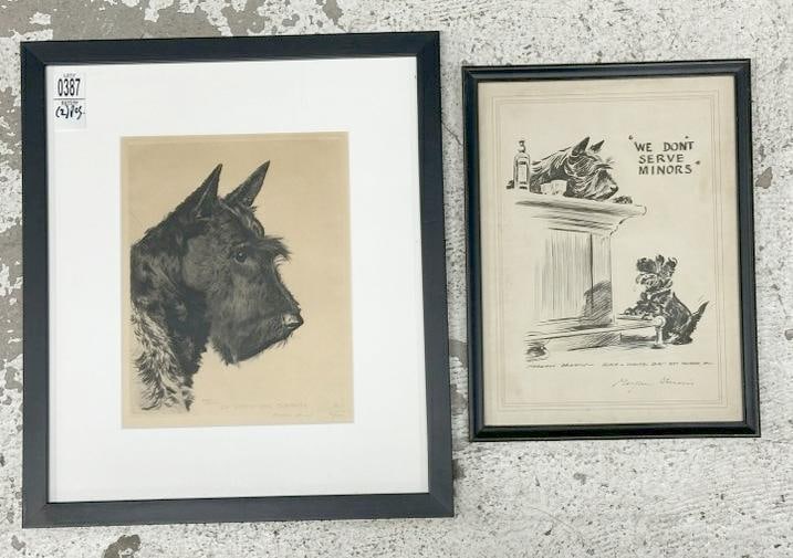 Morgan Dennis (1892 - 1960) (2) signed prints, one being an advertisement for the BLACK & WHITE INN: Morgan Dennis (1892 - 1960) (2) signed prints, one being an advertisement for the BLACK & WHITE INN in FALMOUTH, MASS., Both in nice condition, to show scale the largest frame measures 16" x 13.5". Fr