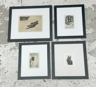 (3) Morgan Dennis Scottish Terrier etchings ( signed in printing plate ) & (1) pencil signed