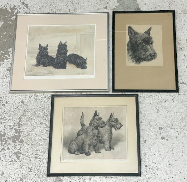 (3) framed SCOTTISH TERRIER prints, nice overall condition. One with (2) Scotty's is numbeer 112 of: (3) framed SCOTTISH TERRIER prints, nice overall condition. One with (2) Scotty's is numbeer 112 of 350, signed illegibly as pictured, next is a single Scooty signed ( Curt Meyer Eberhardt, and lastly