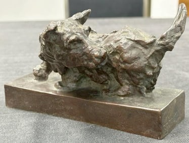 Edith Barretto (Stevens) Parsons (1878 - 1956) bronze SCOTTISH TERRIER "looking behind", nice