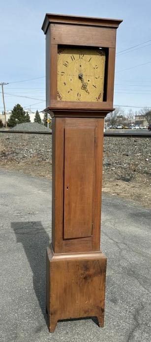 Early Grandfather's clock from Hudson Valley estate L. Watson Cincinnati...wood works: Older Grandfather's clock from Hudson Valley estate, just as we found it. Measures 78" high x 16.6" wide x 9.5" deep. Early clock, wood face….and wood movement, has (2) weights, no pendulum.....Make