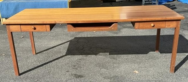 Wonderful cherry custom work table - desk, with drawers and center pullout for laptop. Nice overall