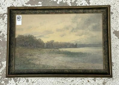 A. Greig w/color Cross Lake, near Syracuse, N.Y. dated 1915, nice condition, in frame with non glare