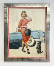 William Edward (Bill) Medcalf (1920 - 2005) original o/c illustration with beautiful Woman with her