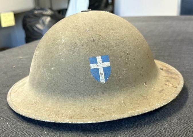 WW I era helmet, as found estate condition, as pictured, just as we found it in the basement.: WW I era helmet, as found estate condition, as pictured, just as we found it in the basement.