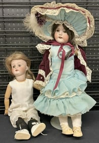 (2) larger antique bisque head dolls from stone house in Hudson Valley, heads are in nice condition,