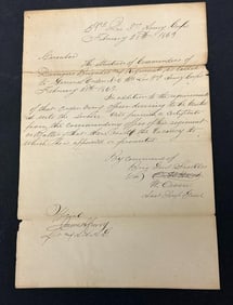 Handwritten Civil War document or Circular from Brig. General Sickles, dated February 25th, 1863.