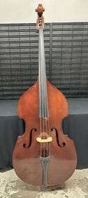 CREMONA Bass from local estate, paper label intact, has soft case and stand. Has a few spots of
