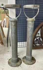 Pair early brass ships binnacle bases, fabulous patina and condition, ( bases only ), found in