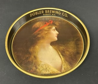 DOBLER BREWING CO. ALBANY NEW YORK advertising metal tray, nice clean condition. Measures 13.5"