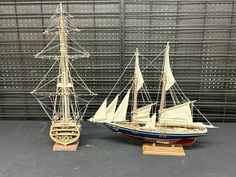 (2) contemporary ship models, nice condition, ( NO IN HOUSE SHIPPING ), the Bluenoce measures 23": (2) contemporary ship models, nice condition, ( NO IN HOUSE SHIPPING ), the Bluenoce measures 23" wide and the CONSTITUTION measures 27" high.