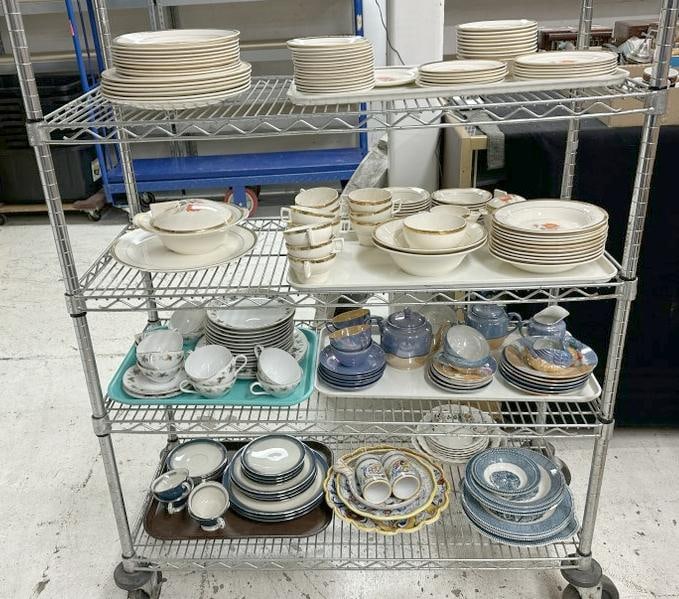 Estate lot older dishes, partial sets, etc. Overall nice condition, great lot for a dealer to sort: Estate lot older dishes, partial sets, etc. Overall nice condition, great lot for a dealer to sort out….includes TRIUMPH AMERICAN LIMOGES, Japanese tea set, WENTWORTH IMPERIAL HAWTHORNE, GORHAM, etc