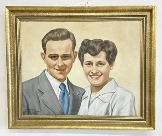 Leopold Kaufmann o/b portrait of Husband & Wife, dated 1953, Munich. Wonderfully executed, in nice