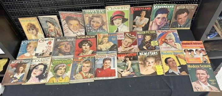 (49) early MOVIE realted magazines, mostly 1920's & 1930's with a few later in the lot. Some covers: (49) early MOVIE realted magazines, mostly 1920's & 1930's with a few later in the lot. Some covers are better than others, some tattered......some wonderful covers....just as we found them. From