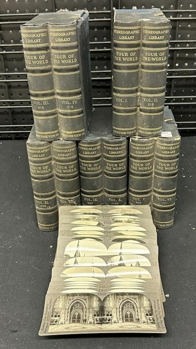 (5) sets of KEYSTONE ( TOUR OF THE WORLD ), stereoview cards, boxes look complete ( full ), and some (1 of 3)
