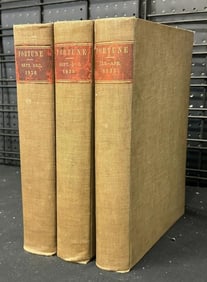 (3) hardbound FORTUNE MAGAINES in nice found condition, includes 1935 January to April - 1935