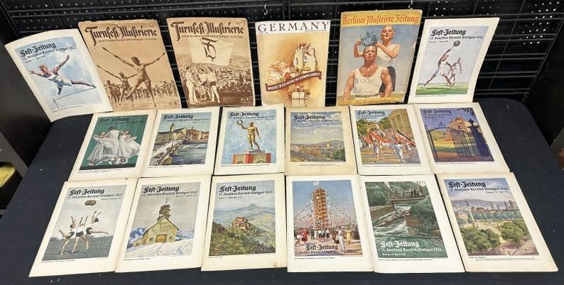 (19) 1930's GERMAN magazines, all covers intact, a few with tattering, just as we found: (19) 1930's GERMAN magazines, all covers intact, a few with tattering, just as we found them......From estate of old time ephemera dealer in Hudson Valley, lots of her items still have inventory tags,