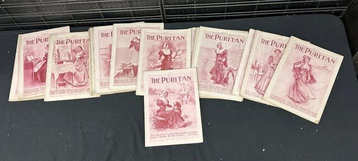 (17) copies of ( THE PURITAN ) magazines, mostly 1897, some covers better than others, most all: (17) copies of ( THE PURITAN ) magazines, mostly 1897, some covers better than others, most all intact....just as we found them. From estate of old time ephemera dealer in Hudson Valley, lots of her i
