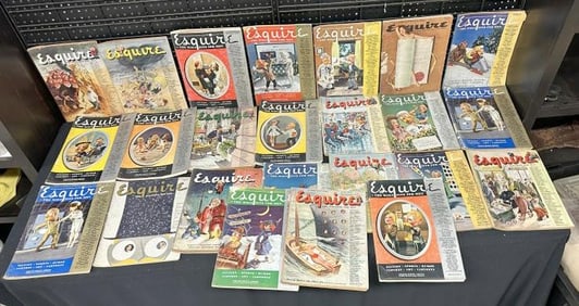 (24) ESQUIRE Magazines, mostly 1940's and a few 1950's…..(13) Calendar Girl foldouts intact, some