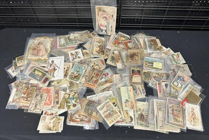 Hundreds & Hundreds of Victorian era TRADE CARDS, separated in sleeves....wonderful lot..From estate