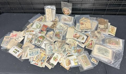 Hundreds & Hundreds of Victorian era TRADE CARDS , very diversified.....all in plastic sleeves