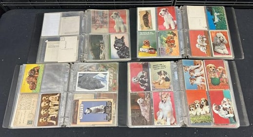 (4) albums of DOG postcards, looks like most from 50's and 60's give or take....a few hundred or