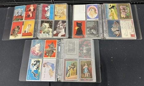 CATS postcard albums, a few trade cards in there too…all cats….early 1900's to 1950's and 60's