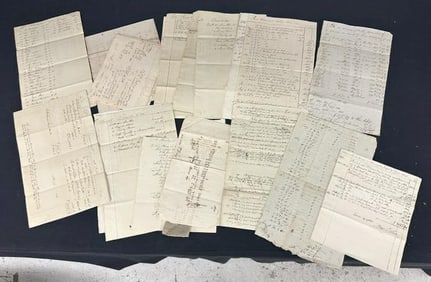 Anthony Morris Archive of (25) assorted ledger pages (1799-1817 ) Assortment of names, monies owed,