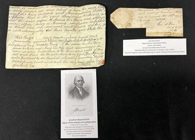 (2) clipped Document signatures by Jonathan Bayard Smith & John Stites Gano….From historical