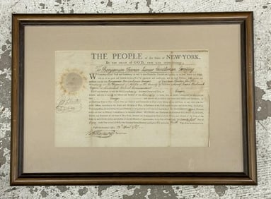 Signed George Clinton 1787 Ulster County Document for Benhamin Bevier Jr. Commission to