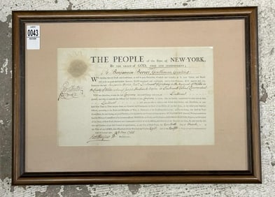 Signed George Clinton 1788 Ulster County, N.Y. Document for Benjamin Jr. Commission to