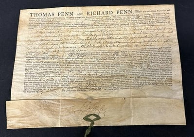 ( 1765 ) signed JOHN PENN document, From historical ephemera collection we are selling…