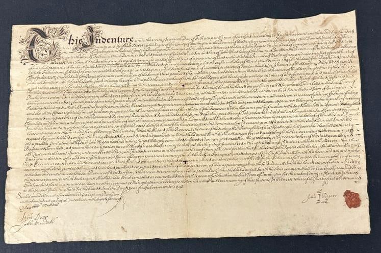( 1698 ) New Jersey Land Indenture John Rogers to Daniel Smith….From historical ephemera (1 of 5)
