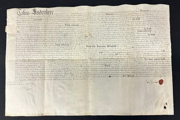( 1724 ) Vellum Pennsylvania Indenture, From historical ephemera collection we are selling… (1 of 6)