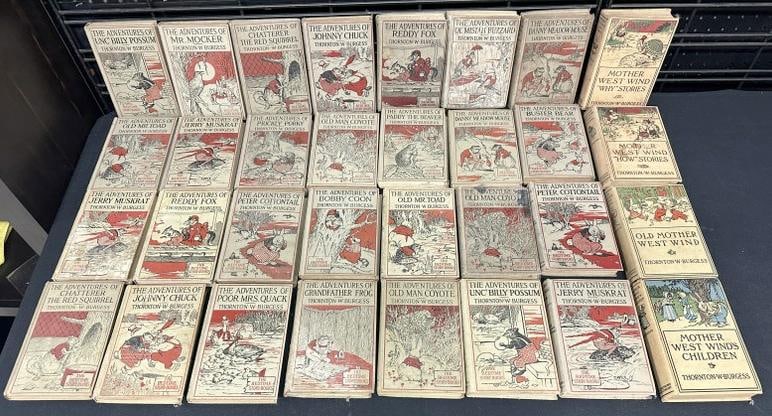 (32) THORNTON W. BURGESS hardcover children's books, circa 1920's, all covers intact, some wear to: (32) THORNTON W. BURGESS hardcover children's books, circa 1920's, all covers intact, some wear to covers….From estate of old time ephemera dealer in Hudson Valley, lots of her items still have inve