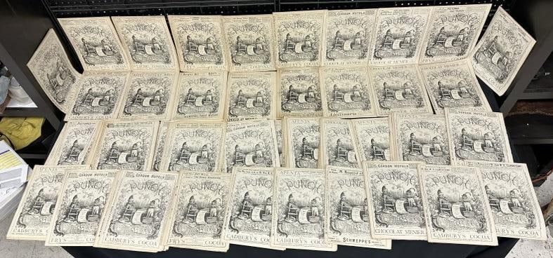 ( 100 ) PUNCH 19th century magazines, all from 1880's and 1890's....all covers intact, nice overall: ( 100 ) PUNCH 19th century magazines, all from 1880's and 1890's....all covers intact, nice overall condition. From estate of old time ephemera dealer in Hudson Valley, lots of her items still have in
