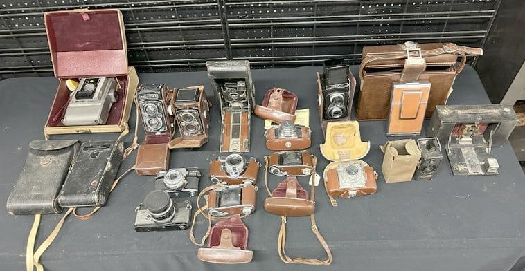 Vintage CAMERA lot from local estate collection, just as we found them, some in cases, foldouts, (1 of 13)