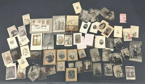 Collection of early photographs, cdv's, tintypes, ambrotypes, a few albumens, came out of