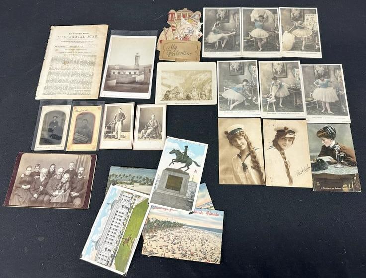 Miscellaneous lot: F. Jay Haynes cabinet card; Mosque cabinet card; 2 Nadar CDVs; Tintype of boywith: Miscellaneous lot: F. Jay Haynes cabinet card; Mosque cabinet card; 2 Nadar CDVs; Tintype of boywith musical instrument (Indiana); tintype of man with pistol by Darnell, Cumberland, Md; familycabinet