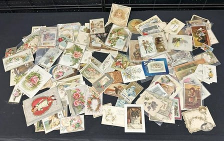 Hundreds of Victorian era trade cards, greeting cards, lithos, etc. Good variety.....From estate of