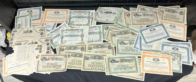 Over ( 100 ) United States Stock Certificates ( 1890-1950's ), duplcates of several types, used and